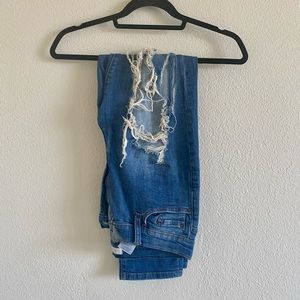 Ripped Straight Leg Mom Jeans